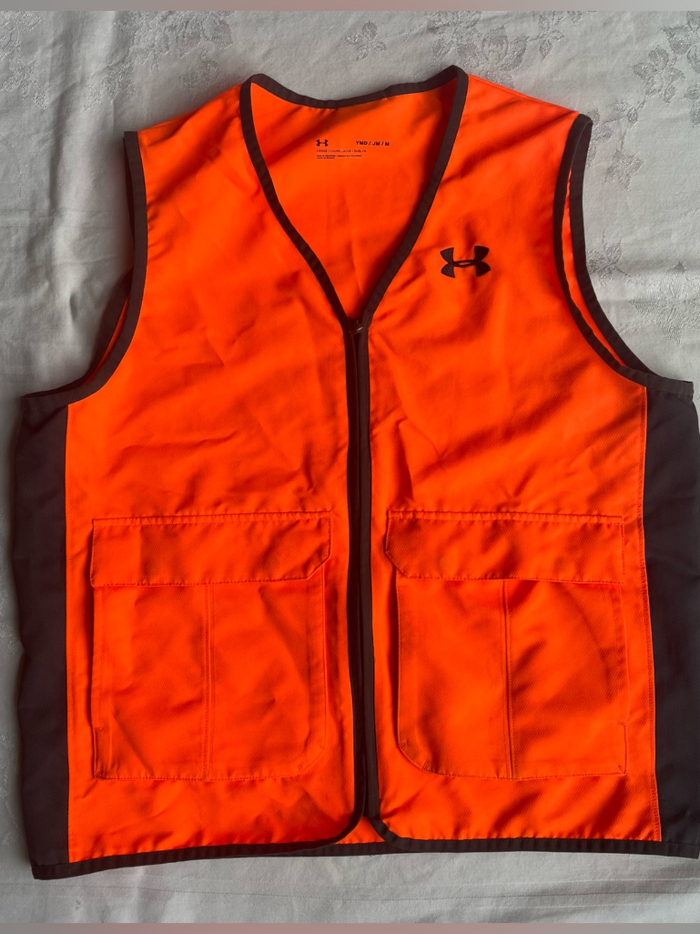 Under Armour Youth Antler Logo Safety Vest Medium Blaze Orange Ripstop w Pockets